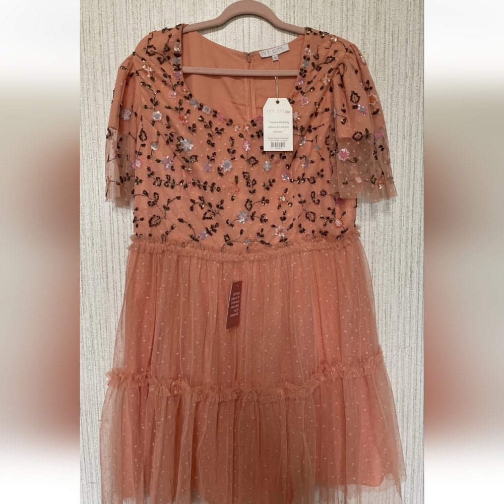 NWT Ivy City Size 1X Milan Dress In Sorbet Sequence Bead Work